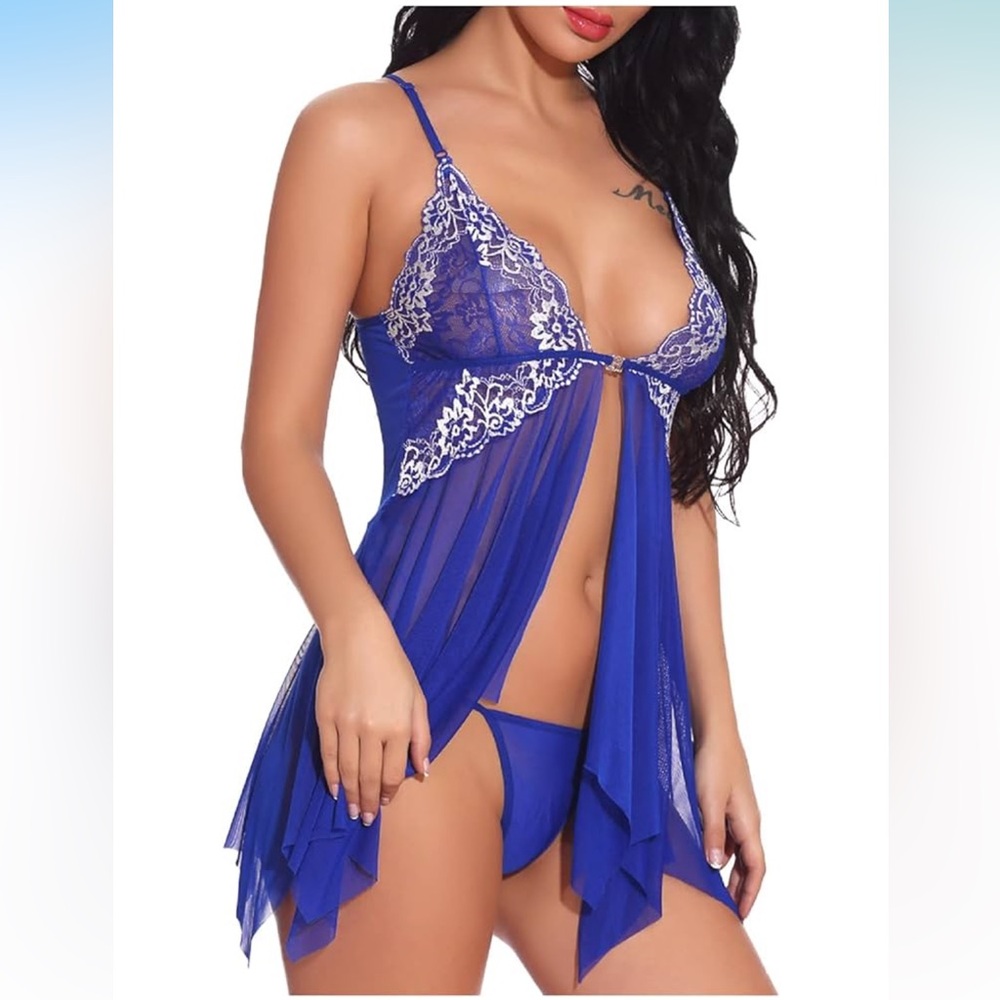 AVID LOVE Blue Lace Panty Lingerie Sexy Bra Sexy Lingerie Set S